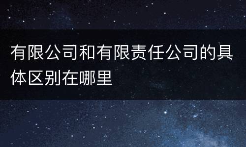 有限公司和有限责任公司的具体区别在哪里