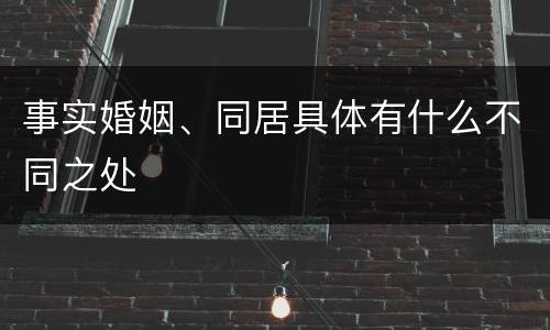 事实婚姻、同居具体有什么不同之处