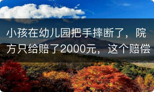 小孩在幼儿园把手摔断了，院方只给赔了2000元，这个赔偿是否合理