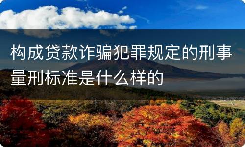 构成贷款诈骗犯罪规定的刑事量刑标准是什么样的
