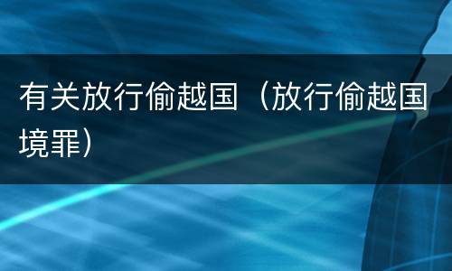 有关放行偷越国（放行偷越国境罪）