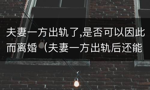 夫妻一方出轨了,是否可以因此而离婚（夫妻一方出轨后还能恢复感情吗）