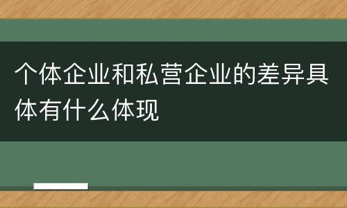 个体企业和私营企业的差异具体有什么体现