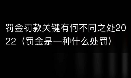 罚金罚款关键有何不同之处2022（罚金是一种什么处罚）