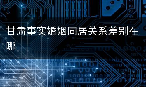 甘肃事实婚姻同居关系差别在哪