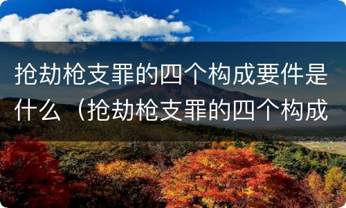 抢劫枪支罪的四个构成要件是什么（抢劫枪支罪的四个构成要件是什么意思）