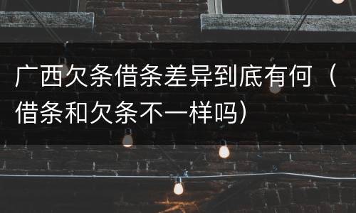 广西欠条借条差异到底有何（借条和欠条不一样吗）
