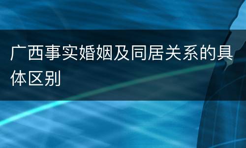 广西事实婚姻及同居关系的具体区别
