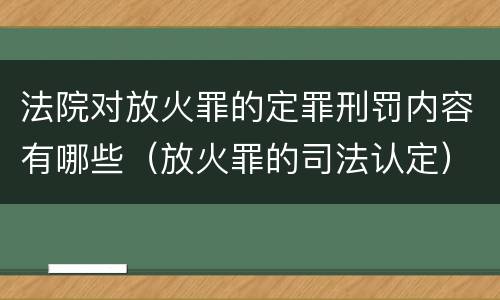 法院对放火罪的定罪刑罚内容有哪些（放火罪的司法认定）