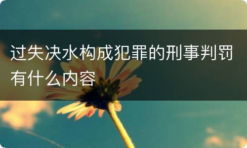 过失决水构成犯罪的刑事判罚有什么内容