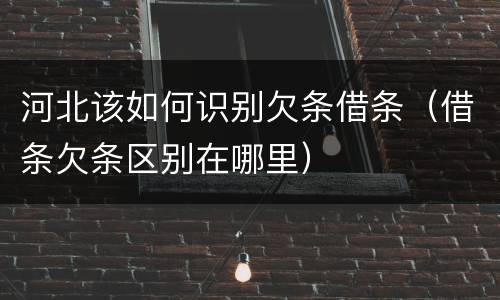 河北该如何识别欠条借条（借条欠条区别在哪里）