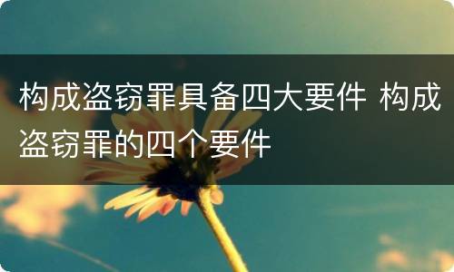 构成盗窃罪具备四大要件 构成盗窃罪的四个要件