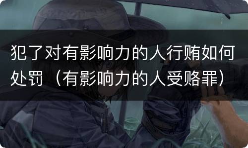 犯了对有影响力的人行贿如何处罚（有影响力的人受赂罪）