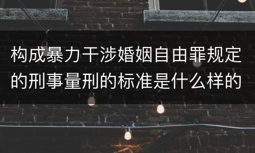 构成暴力干涉婚姻自由罪规定的刑事量刑的标准是什么样的