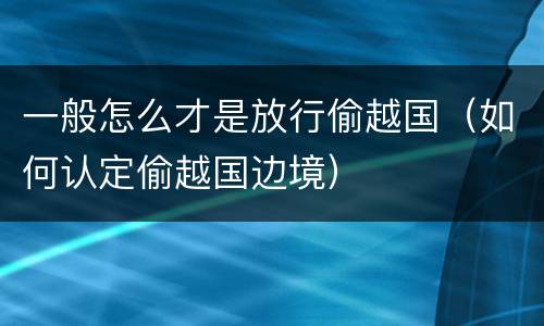 一般怎么才是放行偷越国（如何认定偷越国边境）
