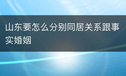 山东要怎么分别同居关系跟事实婚姻