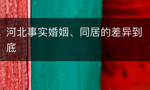 河北事实婚姻、同居的差异到底