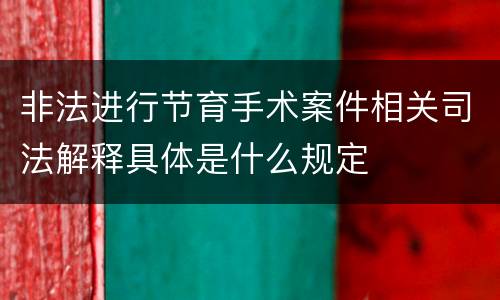 非法进行节育手术案件相关司法解释具体是什么规定