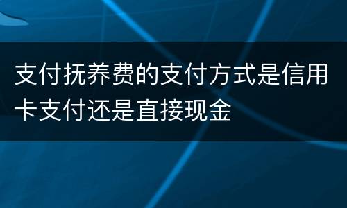 支付抚养费的支付方式是信用卡支付还是直接现金