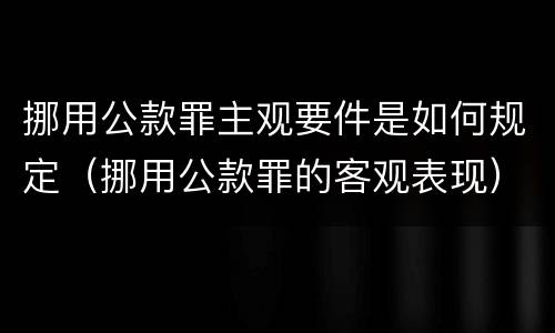 挪用公款罪主观要件是如何规定（挪用公款罪的客观表现）