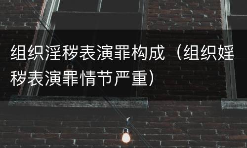 组织淫秽表演罪构成（组织婬秽表演罪情节严重）