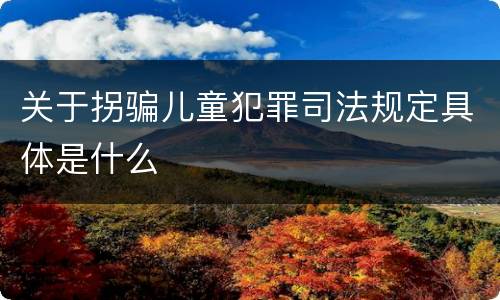 关于拐骗儿童犯罪司法规定具体是什么