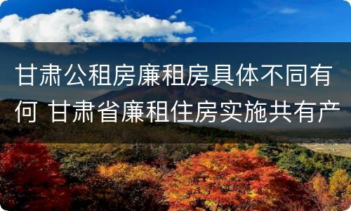 甘肃公租房廉租房具体不同有何 甘肃省廉租住房实施共有产权管理办法