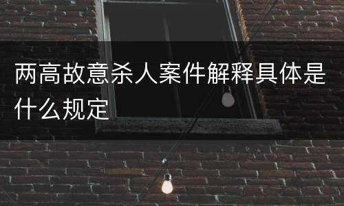 两高故意杀人案件解释具体是什么规定