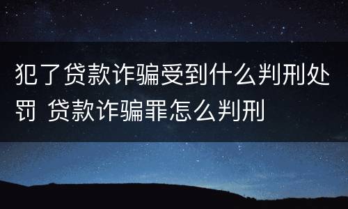 犯了贷款诈骗受到什么判刑处罚 贷款诈骗罪怎么判刑
