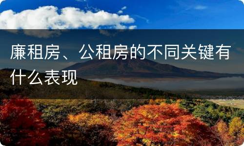 廉租房、公租房的不同关键有什么表现