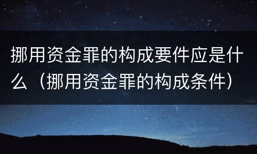 挪用资金罪的构成要件应是什么（挪用资金罪的构成条件）