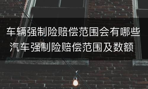车辆强制险赔偿范围会有哪些 汽车强制险赔偿范围及数额