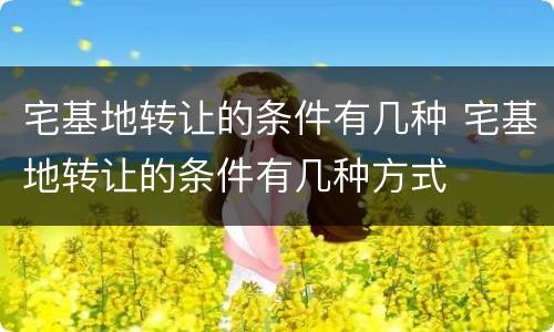 宅基地转让的条件有几种 宅基地转让的条件有几种方式