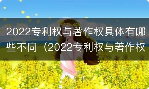 2022专利权与著作权具体有哪些不同（2022专利权与著作权具体有哪些不同呢）
