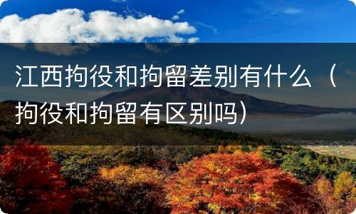江西拘役和拘留差别有什么（拘役和拘留有区别吗）
