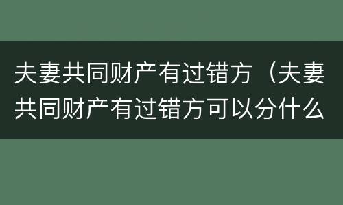夫妻共同财产有过错方（夫妻共同财产有过错方可以分什么）