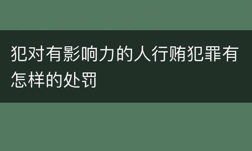 犯对有影响力的人行贿犯罪有怎样的处罚