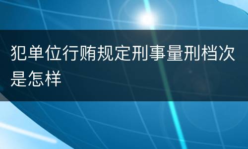 犯单位行贿规定刑事量刑档次是怎样