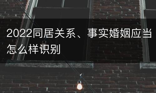 2022同居关系、事实婚姻应当怎么样识别