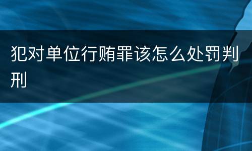 犯对单位行贿罪该怎么处罚判刑