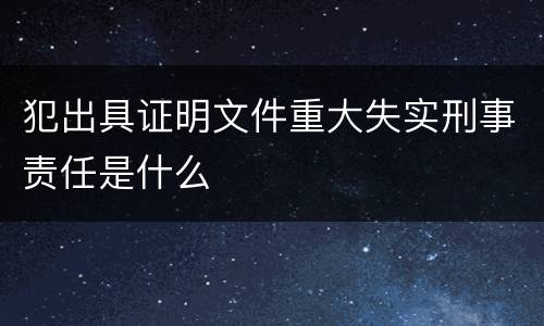 犯出具证明文件重大失实刑事责任是什么