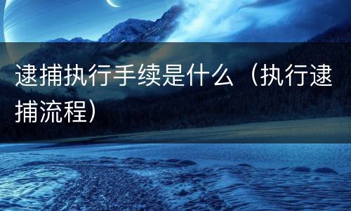 逮捕执行手续是什么（执行逮捕流程）