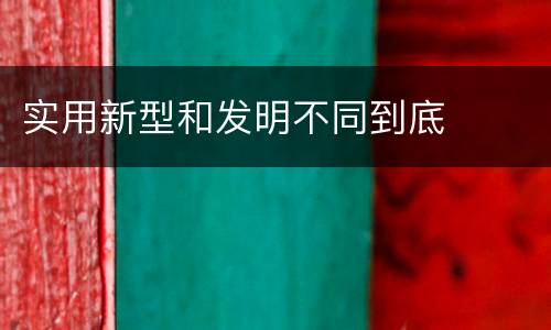 实用新型和发明不同到底