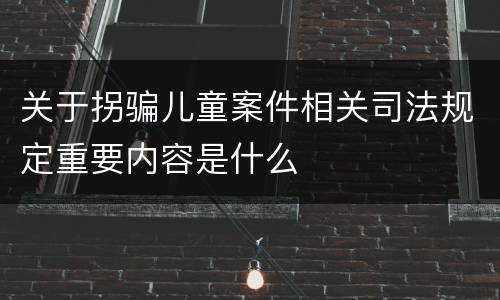 关于拐骗儿童案件相关司法规定重要内容是什么