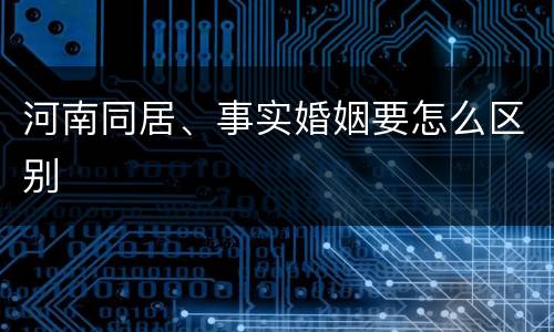 河南同居、事实婚姻要怎么区别