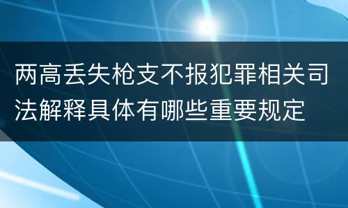 两高丢失枪支不报犯罪相关司法解释具体有哪些重要规定