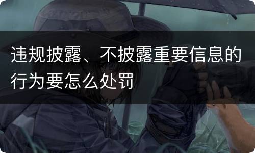 违规披露、不披露重要信息的行为要怎么处罚