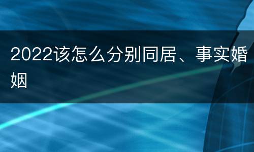 2022该怎么分别同居、事实婚姻