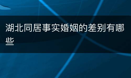 湖北同居事实婚姻的差别有哪些