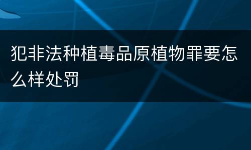 犯非法种植毒品原植物罪要怎么样处罚